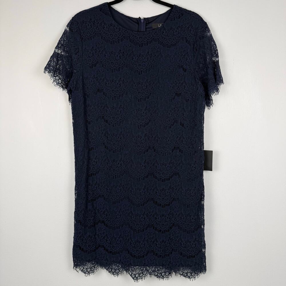 Lulu's Lace Navy Blue Cotton Short Sleeve NEW XL 'Brunch' Mini Shift Dress